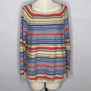 L.L. Bean Cotton and Recycled Cotton Striped Sweater - Size Large Petite